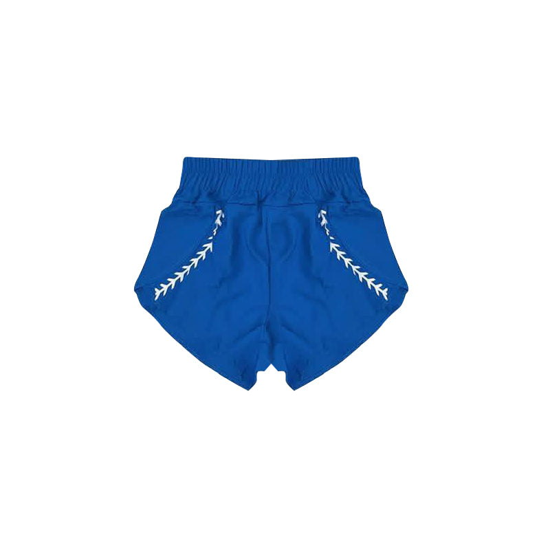 4.23 Kids Girls Royal Blue Baseball Stitch Shorts Preorder