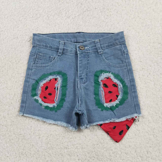 Watermelon Blue Denim Baby Girls Summer Shorts SS0948