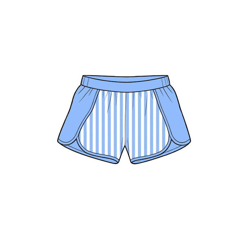 6.19 Preorder SS0950 Blue Stripes Print Girls Bottom Yoga Shorts