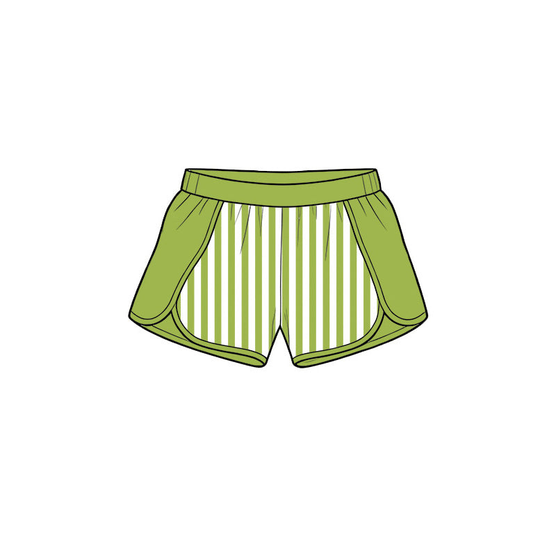 6.19 Preorder SS0952 Green Stripes Print Girls Bottom Yoga Shorts