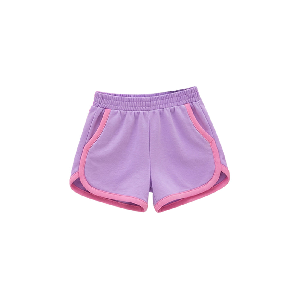 8.1 Preorder Kids Girls Purple Pink Contrast Trim Dolphin Shorts