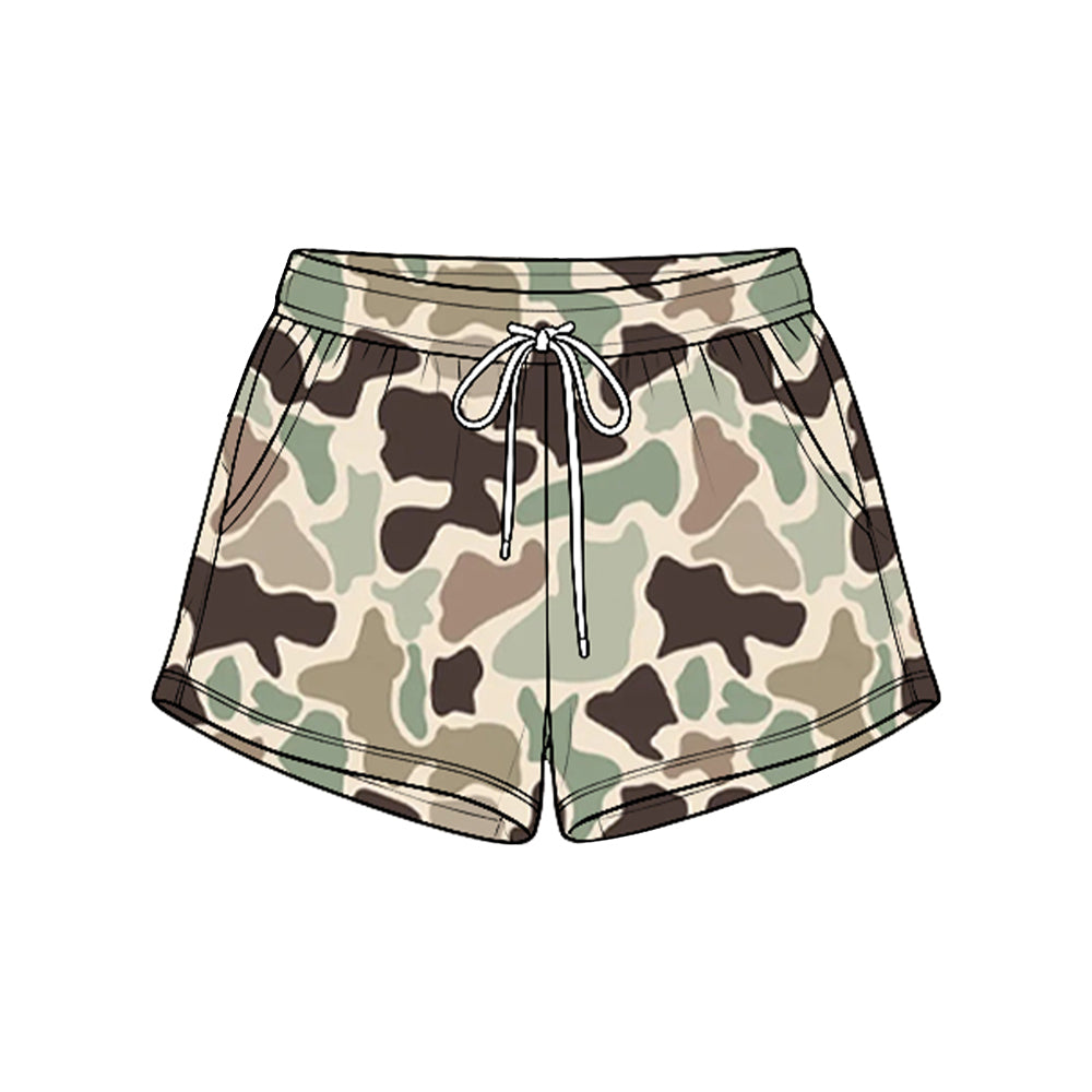 8.25 Preorder Green Brown Camo Pocket Shorts