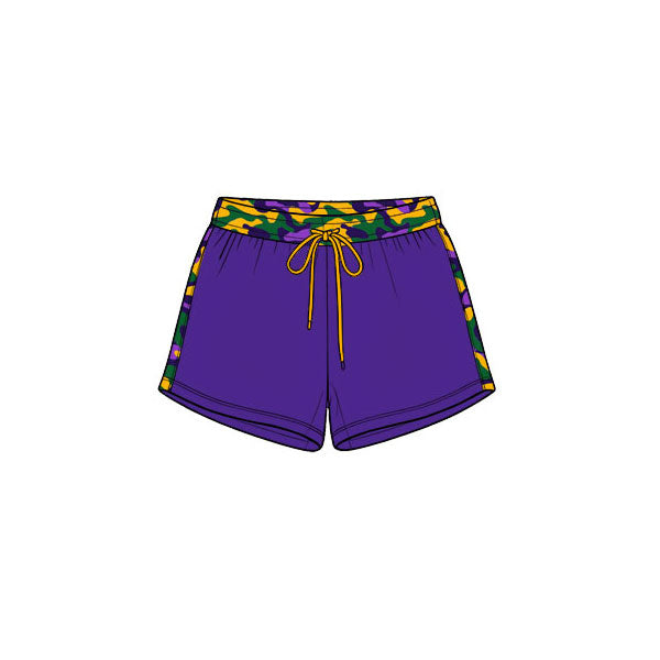 10.17 SS1013 Preorder Kids Boys Mardi Gras Purple camo Shorts