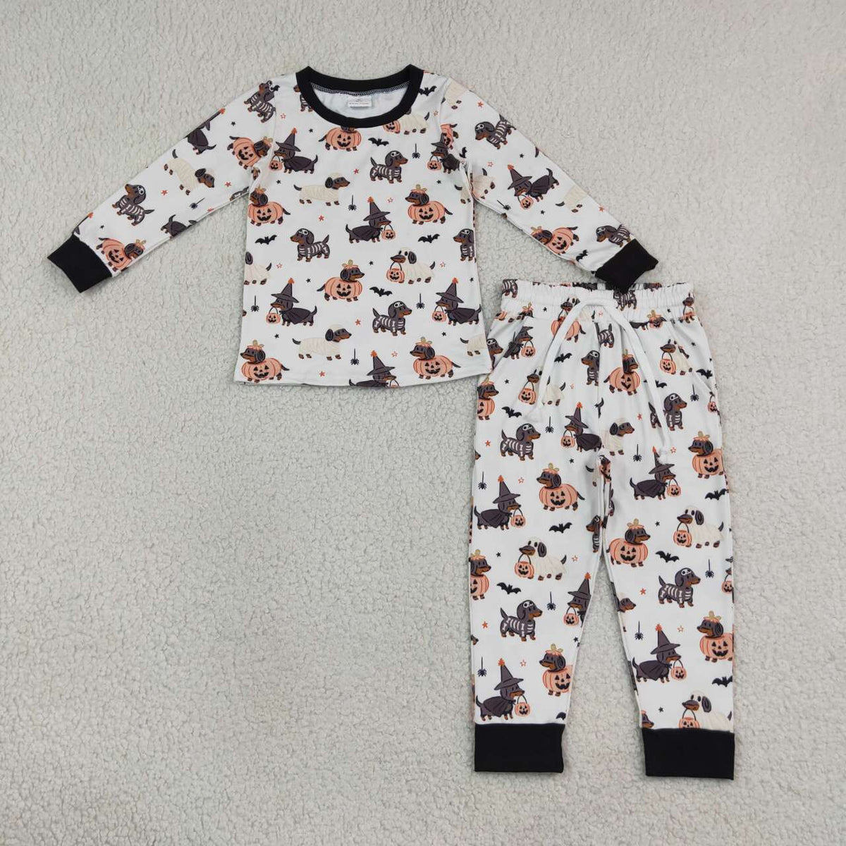 Kids Boys Halloween Dachshund Dog Long Sleeve Pajama Set