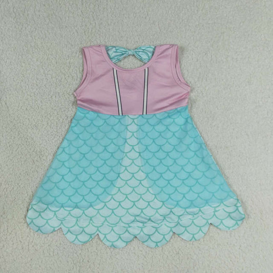 GSD2516 Mermaid Baby Girls Sleeveless Scalloped Dress