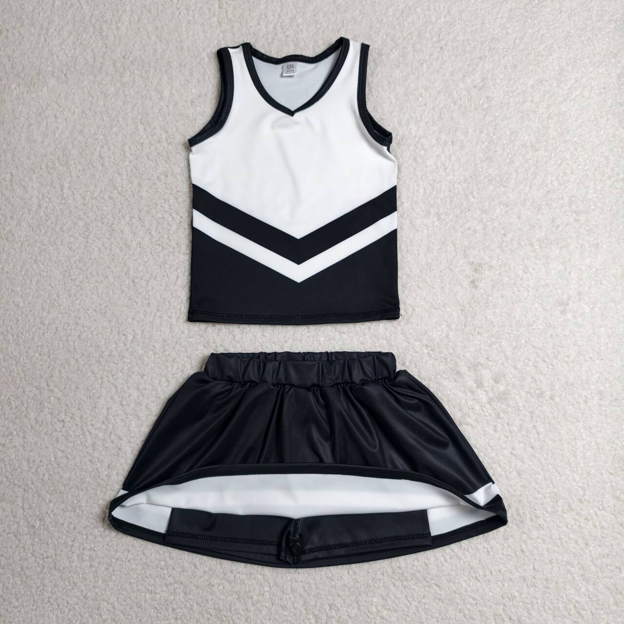 GSD4194 Girls Black Sport Team Active Tank Top + Skort Outfits