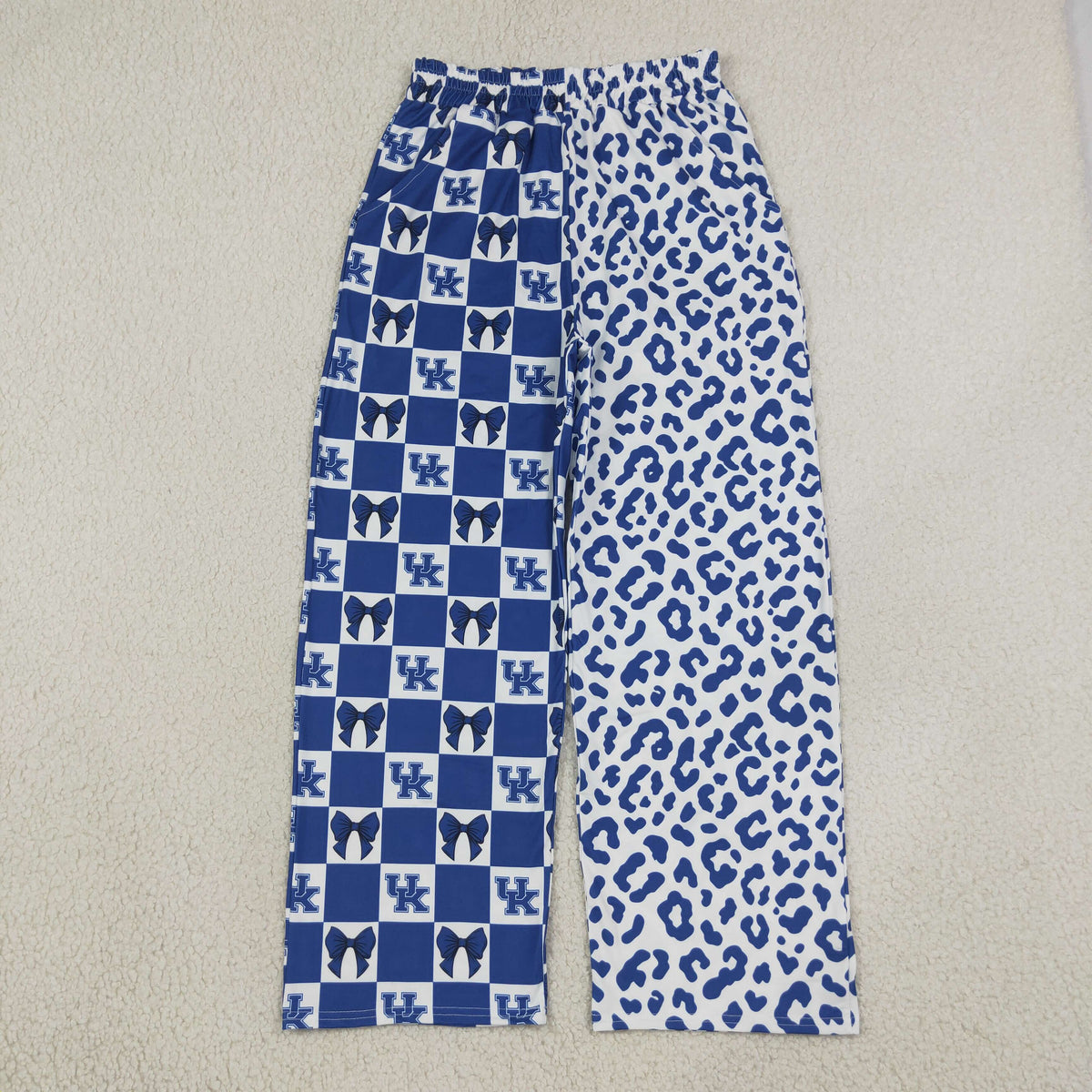 Adult Teams Kentucky Bows Checkered Leopard Print Woman Bottom Pockets Straight Pants