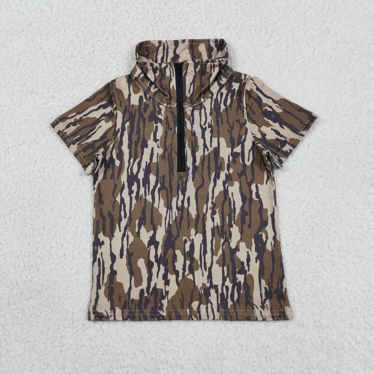 Camo Boys Zipper Short Sleeve Tee Shirts Top