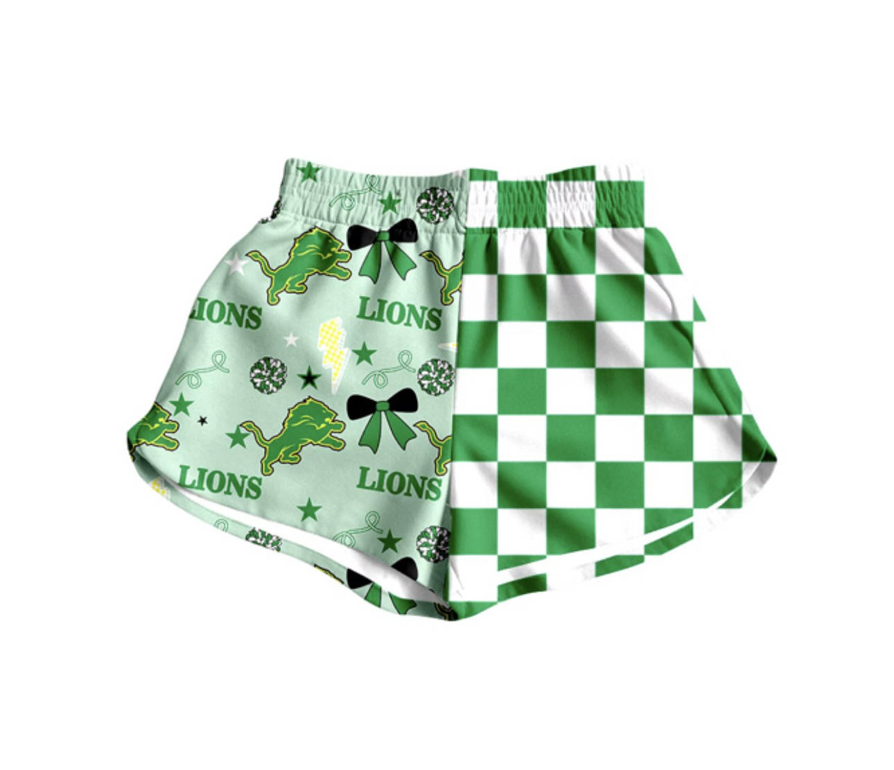(Custom Design Preorder MOQ 5) Teams Lions Bows Plaid Print Girls & Women Sports Bottom Shorts