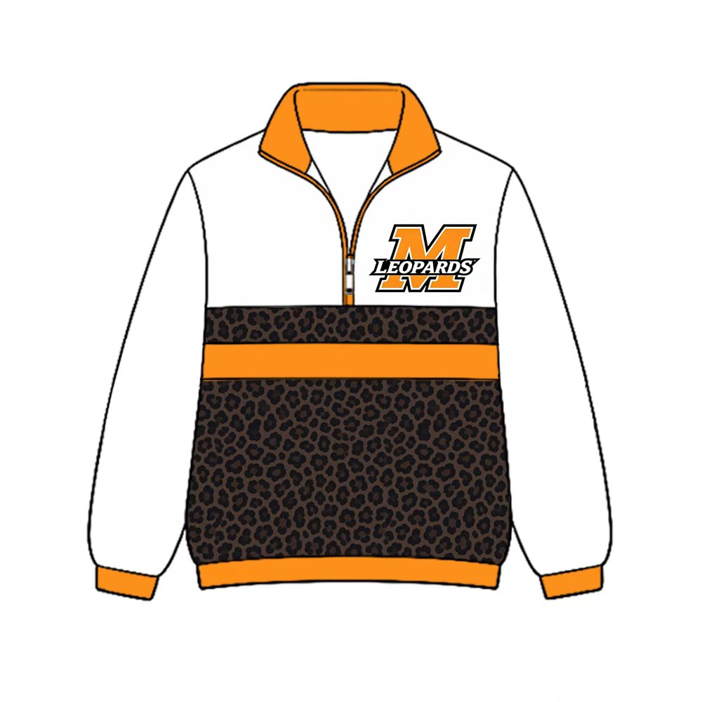 (Custom Design Preorder MOQ 5) Malvern LEOPARDS Leopard Print Girls & Women Sports Team Long Sleeve Zipper Pullover Top