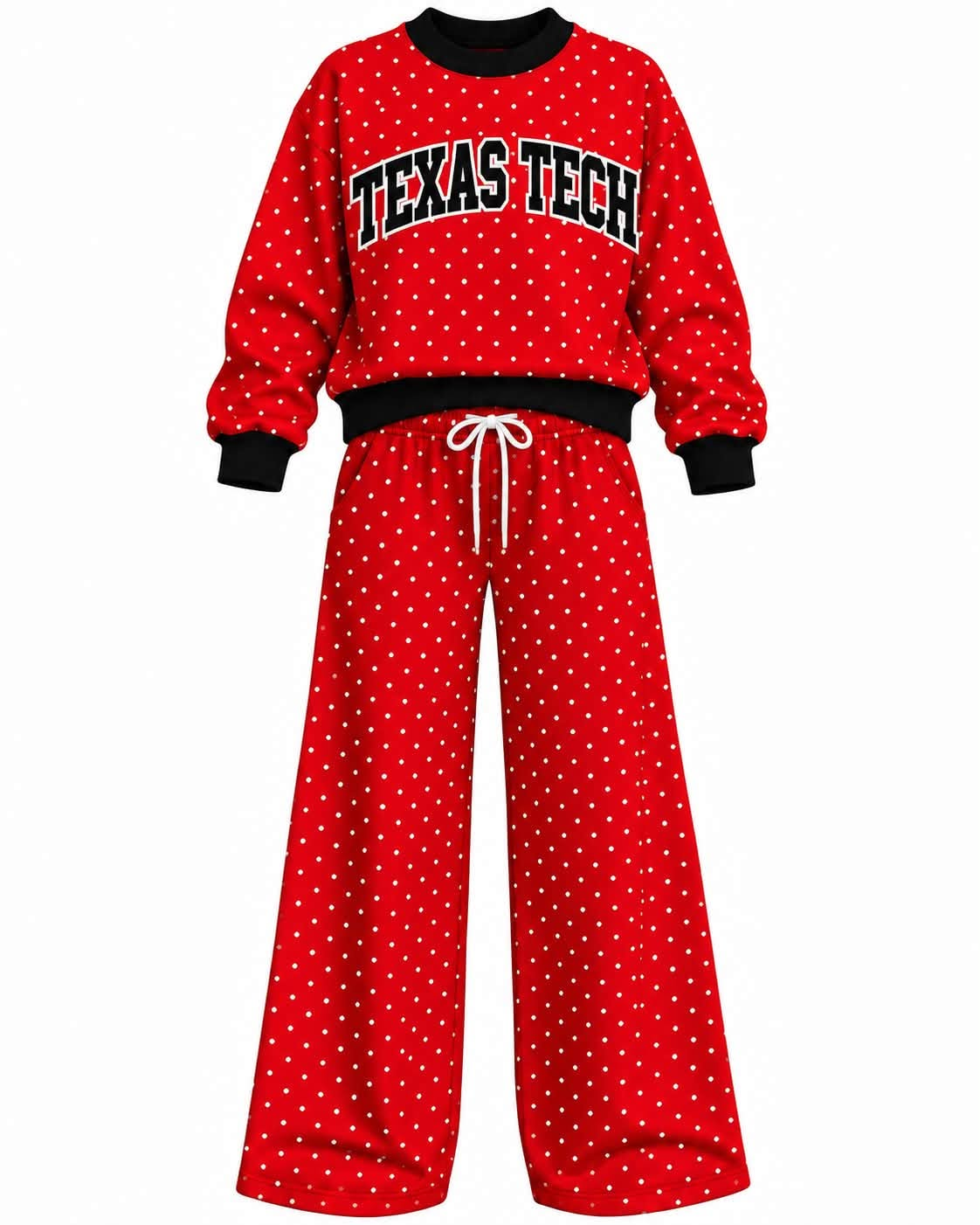 Preorder( 5 MOQ) Baby Girls Texas Tech Red Polka Dot Outfit