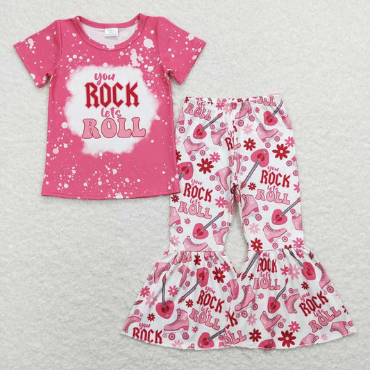 Sibling Baby Girls Rock Roll Bell Bottom Pants Outfit Dress