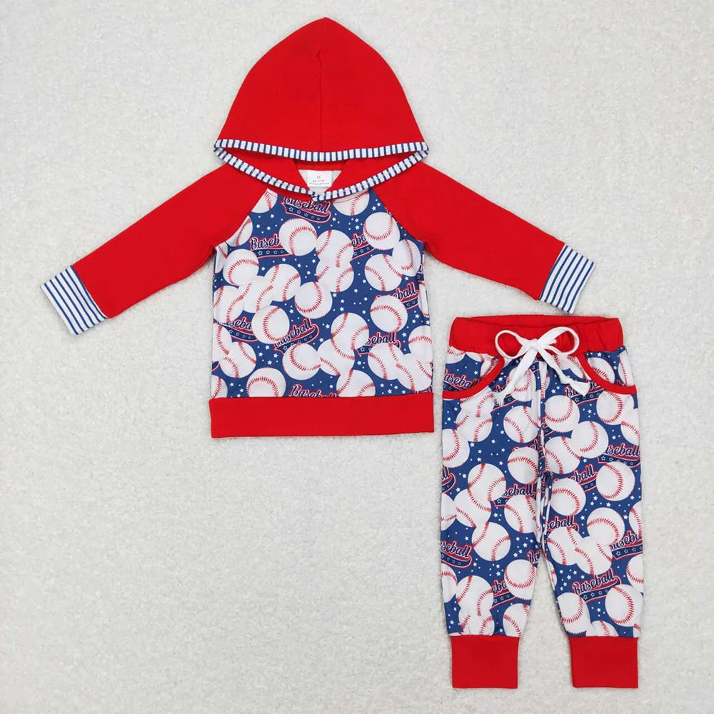 Baby Boys Baseball Long Sleeve Hoodie Top Pants Outfit