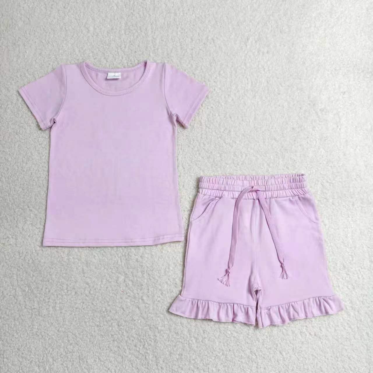 Sibling Baby Girls Cotton Short Sleeve Top With Ruffle Shorts Set