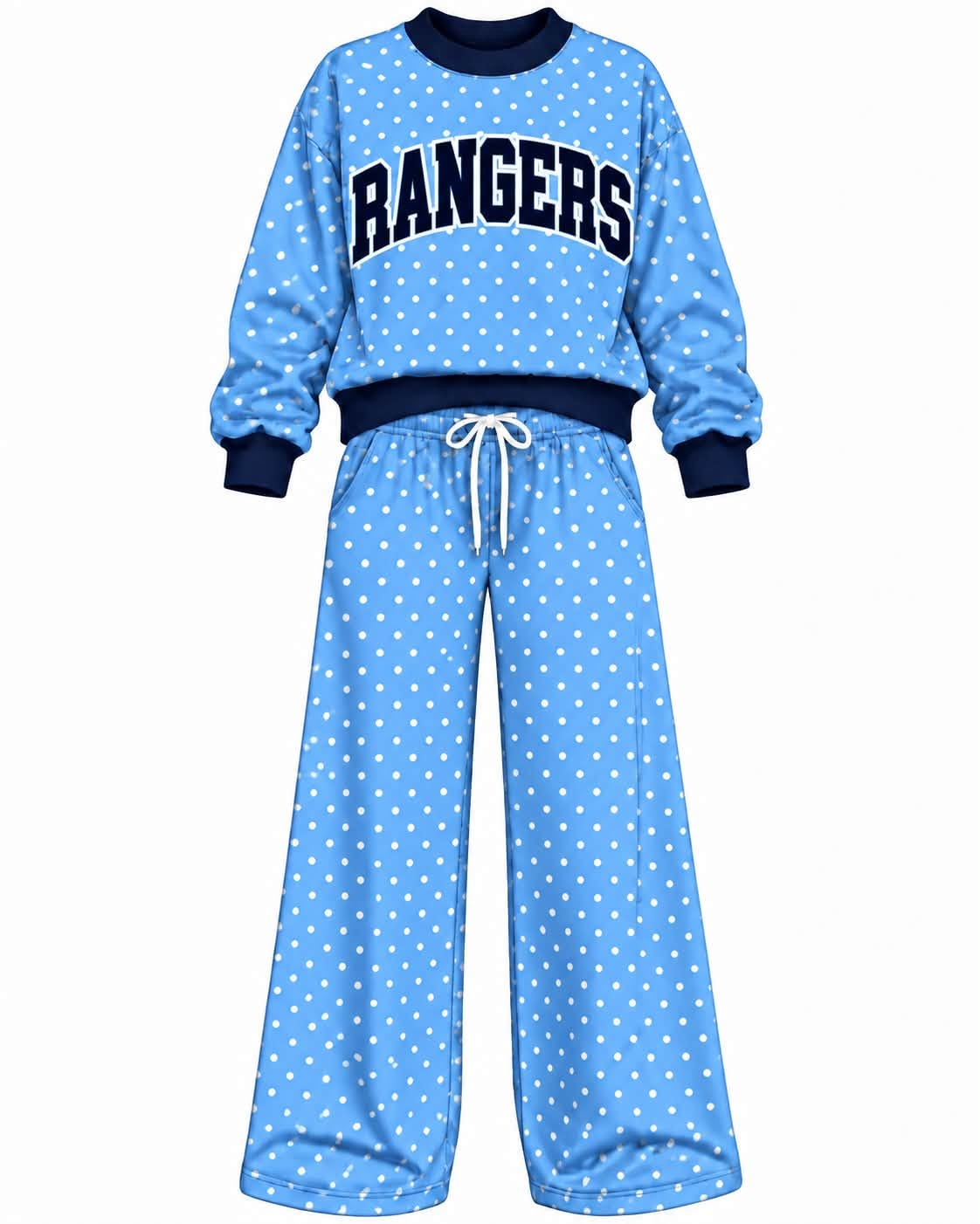 Preorder( 5 MOQ) Baby Girls Ranesrs Blue Polka Dot Outfit