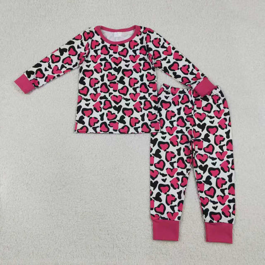 Mama and Me Baby Girls Hearts Leopard Pants Valentines Pajamas Sets