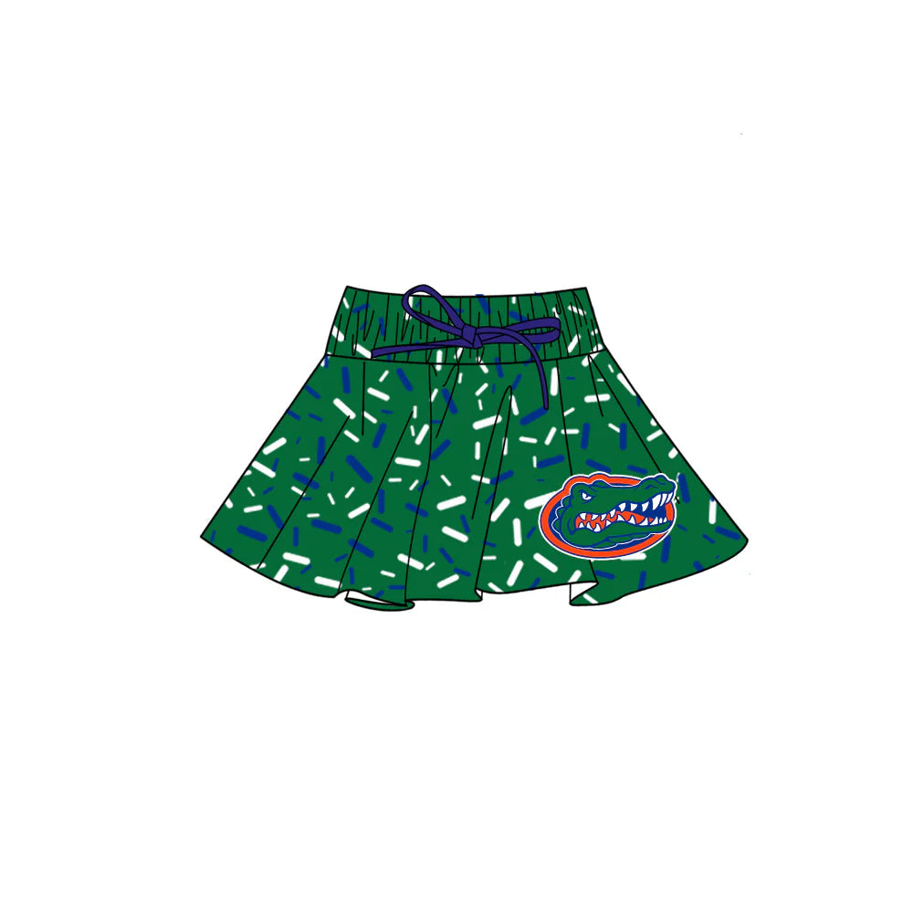 (Custom Design Preorder MOQ 5) Baby Girls Green Sprinkles Florida Gators Team Skirt Shorts Bottom