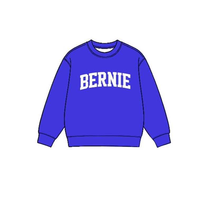 (Custom Design Preorder MOQ 5) Teams Bernie Blue Print Kids & Adult Long Sleeve Tee Shirts Top