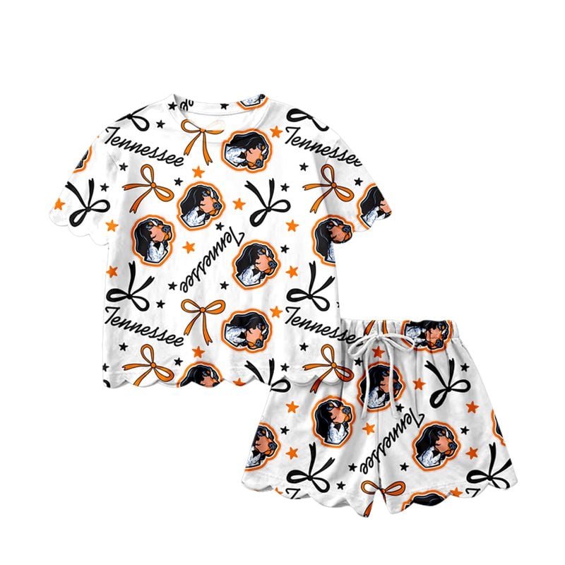 GSSO3251 Preorder Teams Tennessee Star & Bow Baby Girls Summer Scallop Clothes Set