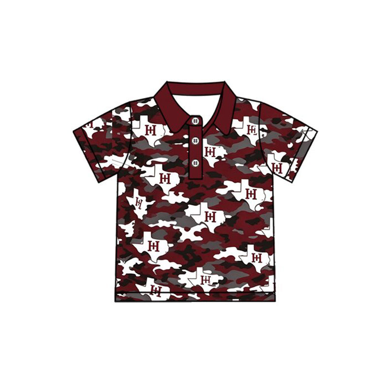 (Custom Design Preorder MOQ 5) Teams Cardinals Camo Wine Print Kids & Adult Polo Short Sleeve Top