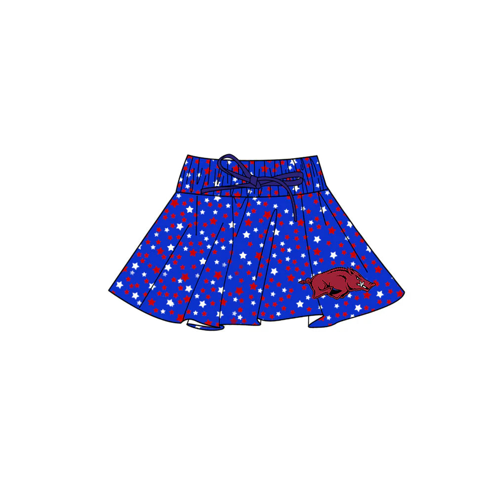 (Custom Design Preorder MOQ 5) Baby Girls Stars Arkansas Team Skirt Shorts Bottom