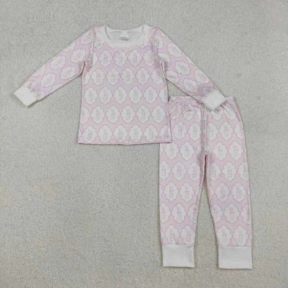 Sibling Baby Boys Girls Rabbits Checked Top Pants Easter Pajamas Sets