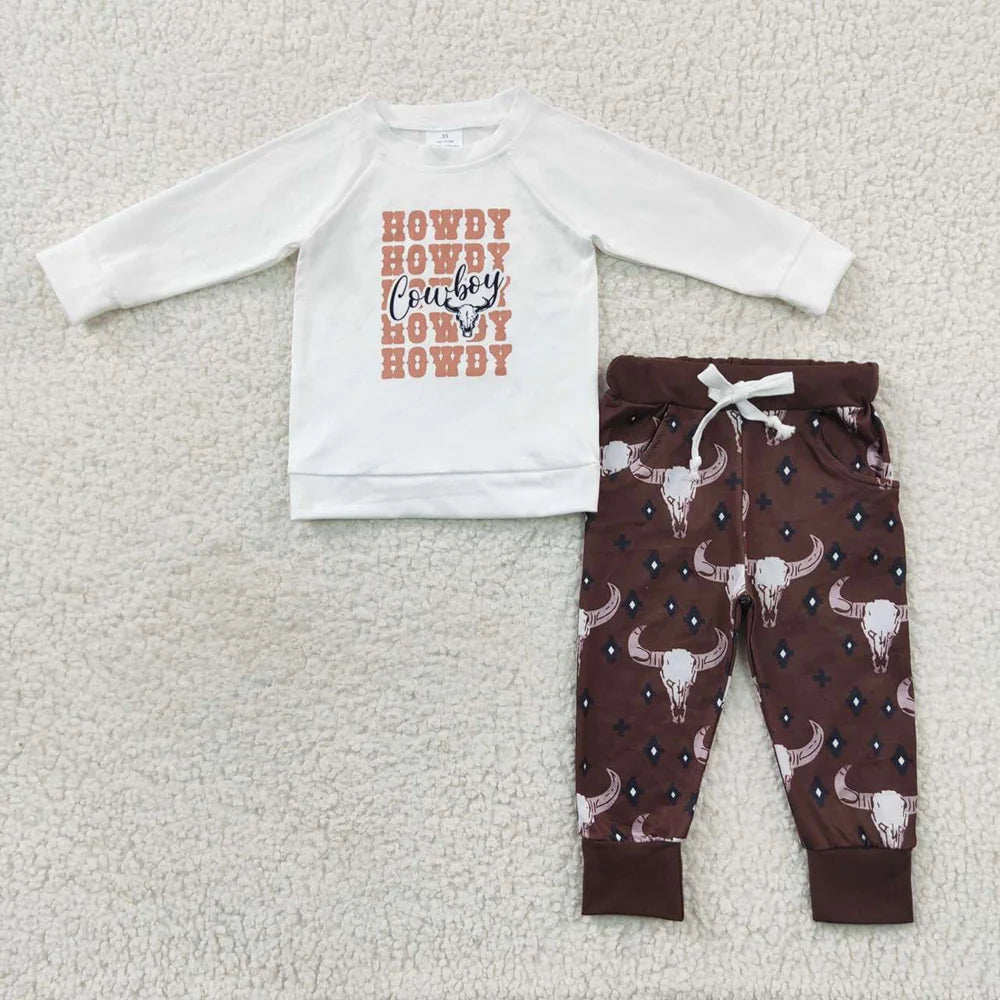 Baby Boys Howdy Long Sleeve Top Jogger Pants Western Outfit