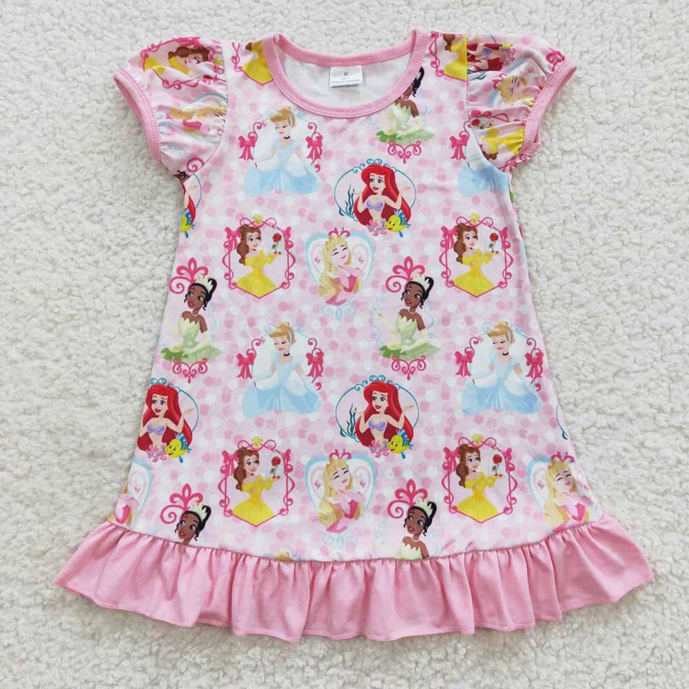 Baby Girls Princess Dots Ruffle Knee Length Dress