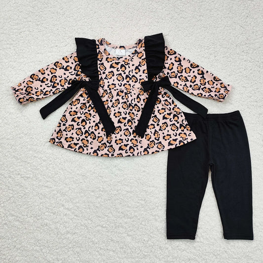Sibling Baby Girls Leopard Tunic Top Leggings Set and Romper