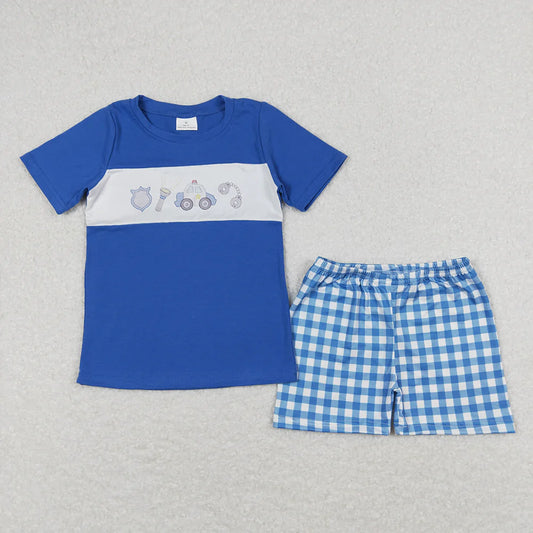 Baby Girls Police Blue Sibling Designs Rompers Outfits Clothes Set