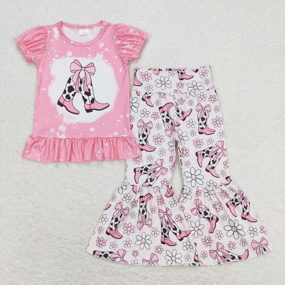 Baby Girls Cowgirl Boots Bell Bottom Pants Outfit