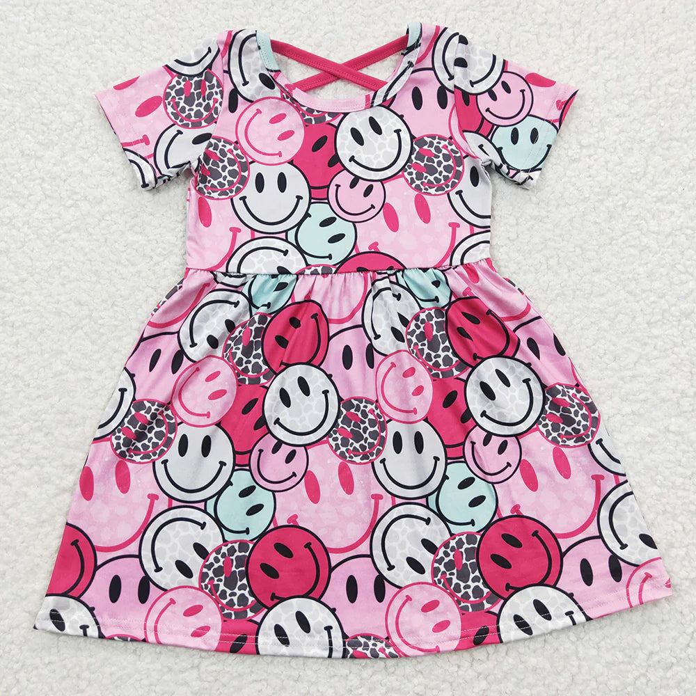 Baby Girls Western Pink Short Sleeve Knee Length Dresses