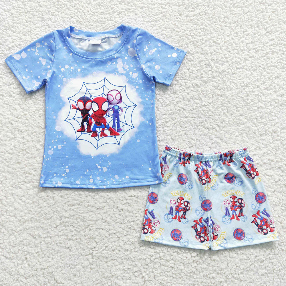 Baby Blue Cartoon Summer Shorts Sets
