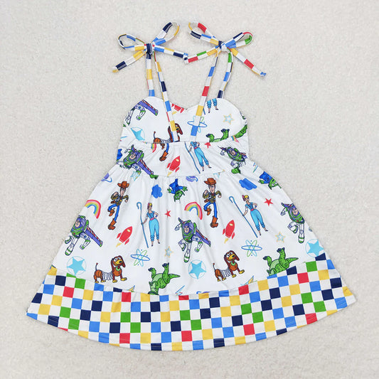 Baby Girls Cartoon Toy Straps Knee Length Dress