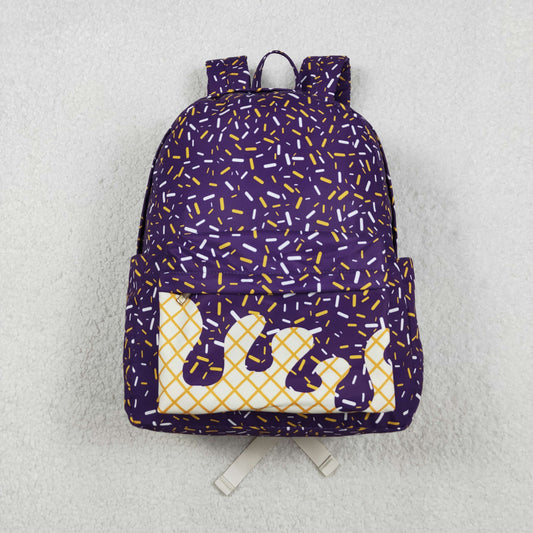 Baby Kids Purple Sprinkles Team Zipper School Back Bags