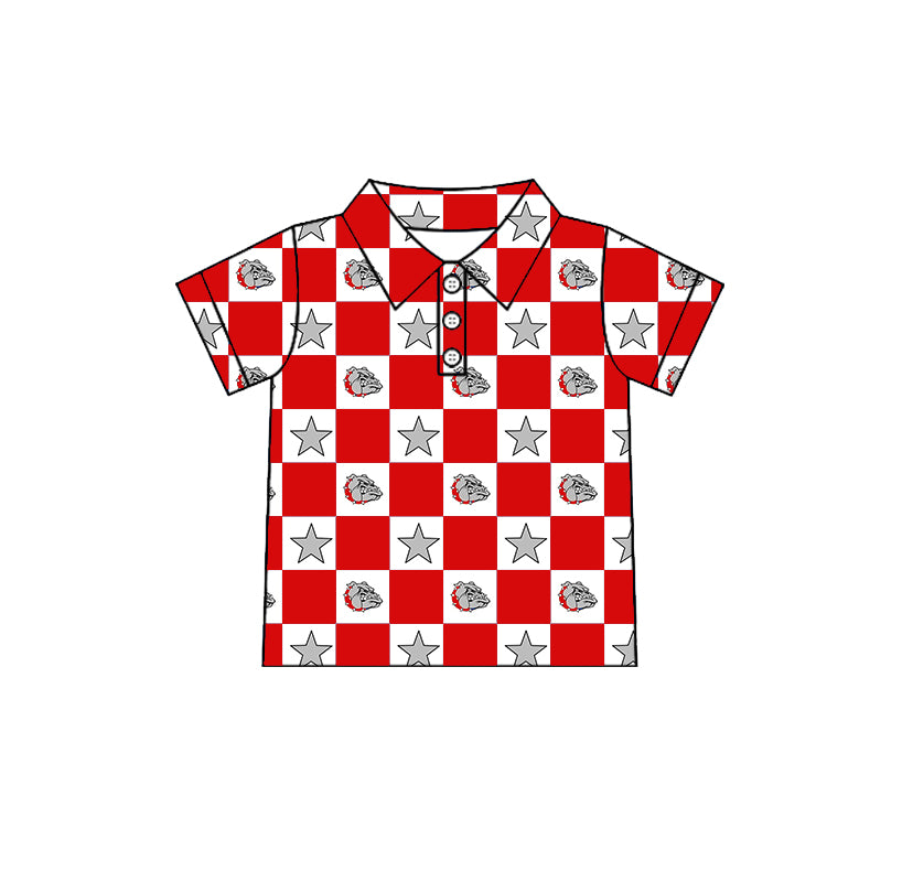 (Custom Design Preorder MOQ 5 Each Item) Teams Bulldogs Red Plaid Print Kids Clothes Sibling & Family Matching Styles