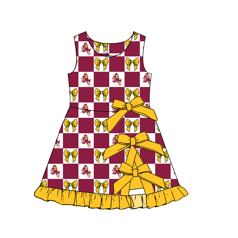 (Custom Design Preorder MOQ 5 ) Kids Girls Sun Devils Sleeveless Active Dress