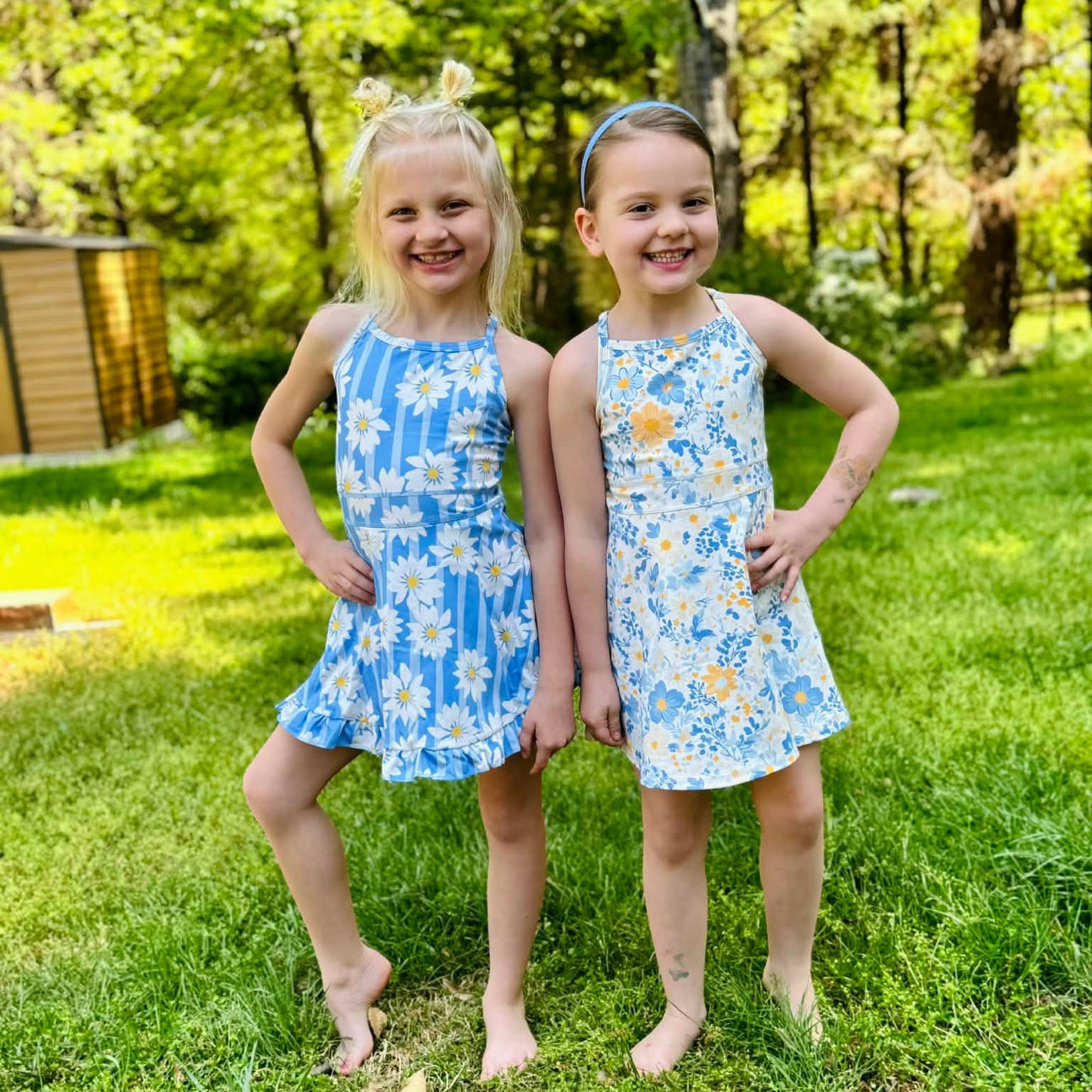 Girls Floral Halter Active Dress with Built-in Shorts - Toddler Summer Sporty Skort