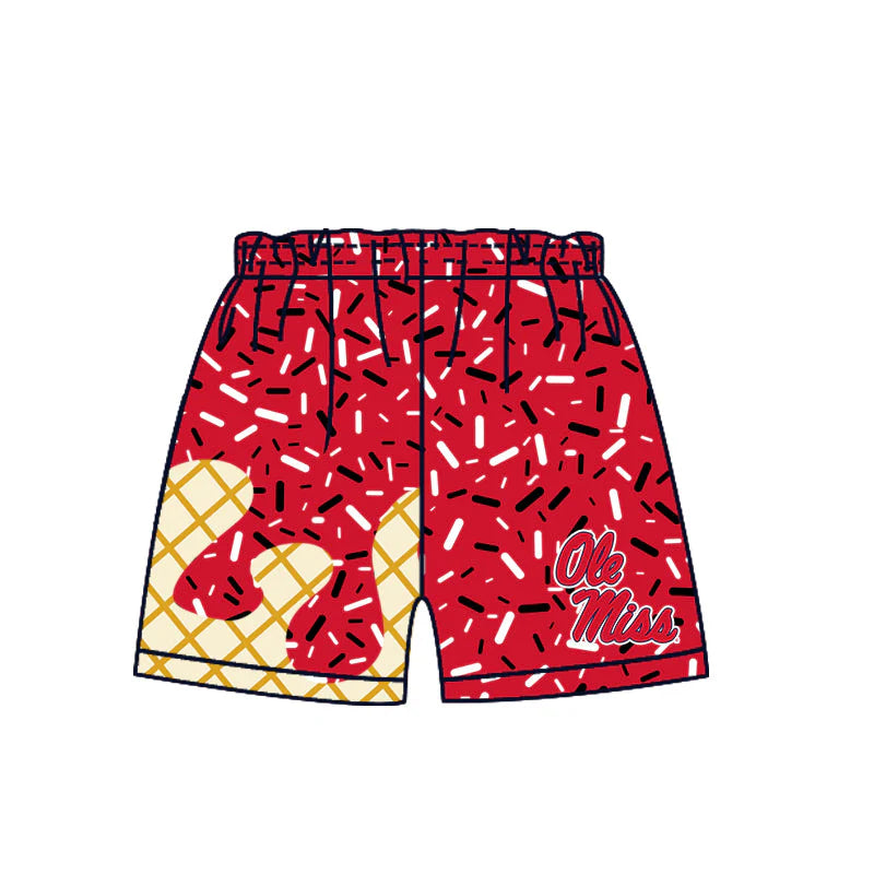 (Custom Design Preorder MOQ 5) Baby Boys Drip Sprinkles Ole Miss Team Shorts Bottom