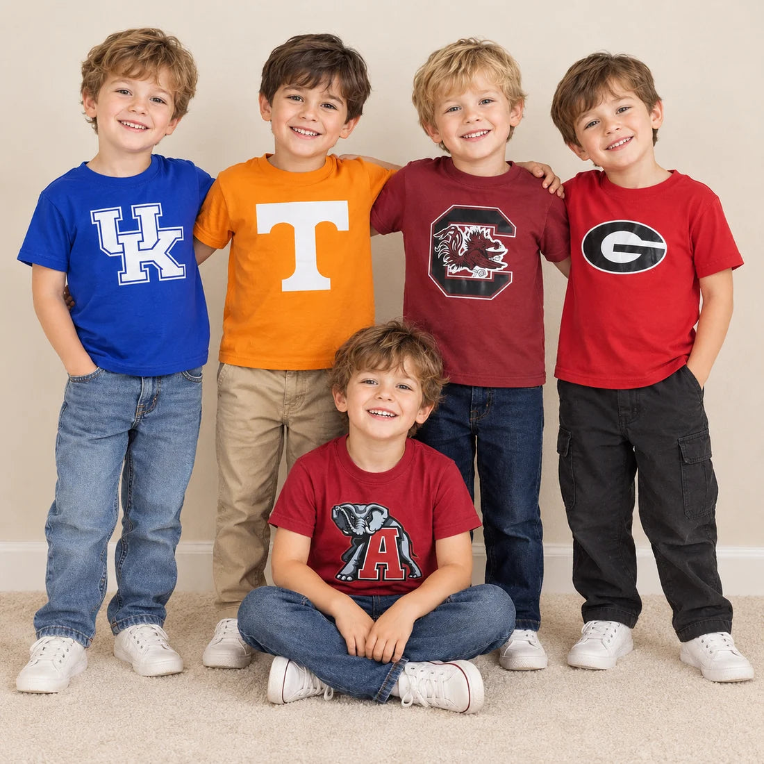 Sibling Kids Boys  Vinyl Sport Team  Short Sleeve Top