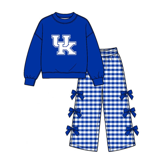 Preorder( 5  MOQ) Baby Girls Sport Team UK  Long Sleeve Top Gingham Pants Outfit