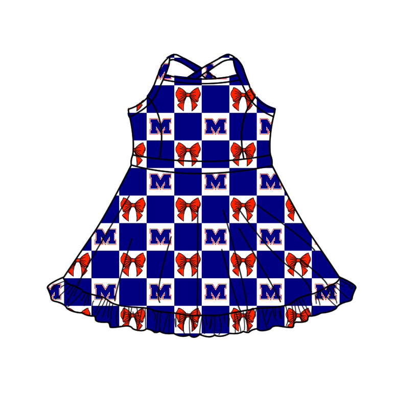 (Custom Design Preorder MOQ 5 Each Item) Teams Manvel Mavericks Blue Plaid Print Kids Clothes Sibling & Family Matching Styles