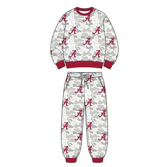 Preorder( 5  MOQ) BabyBoys Sport Team Alabama Camo Long Sleeve Jogger Pants Outfit