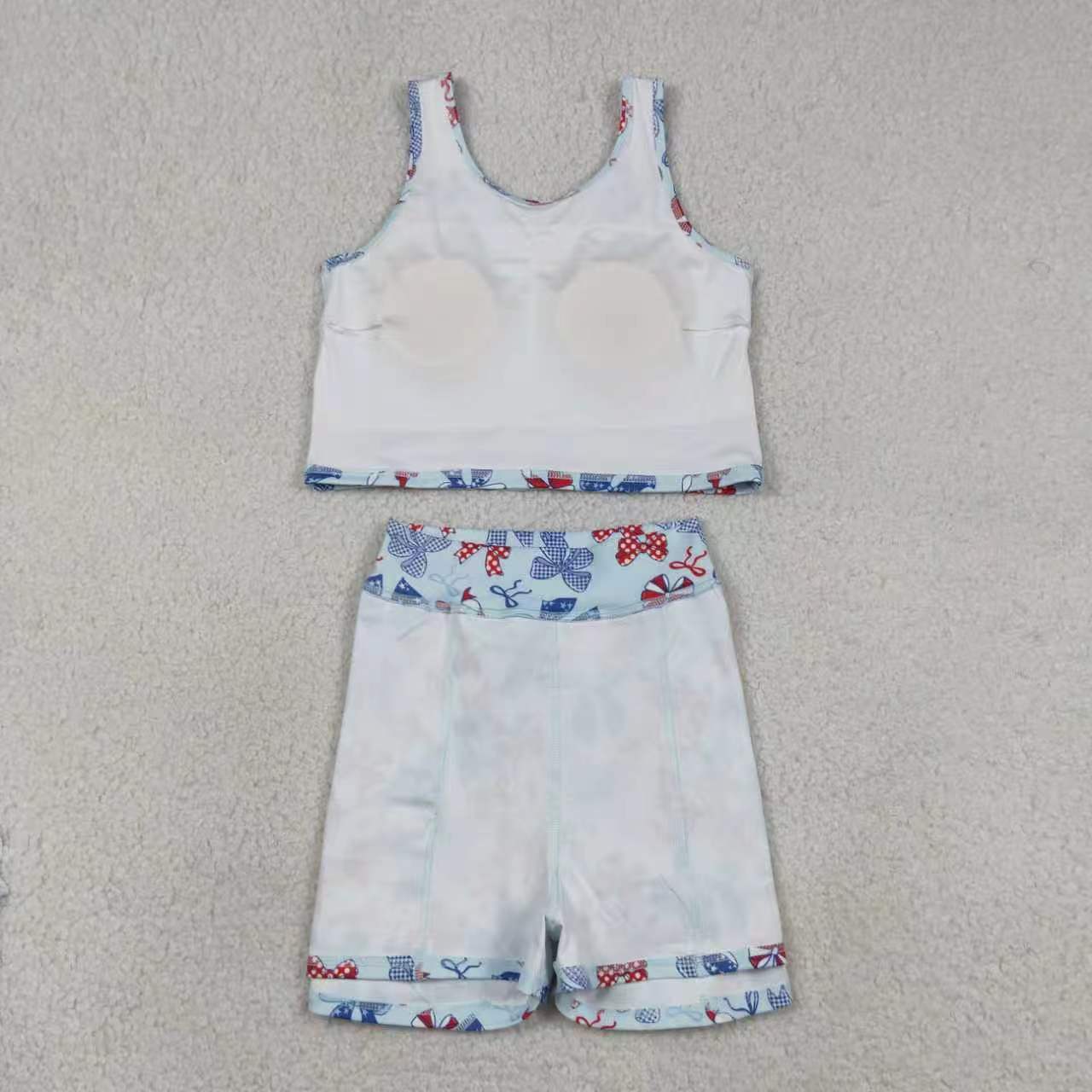 Toddler Girls Sibling July 4th Bow Sleeveless Crop Top & Skort Set Summer Activewear