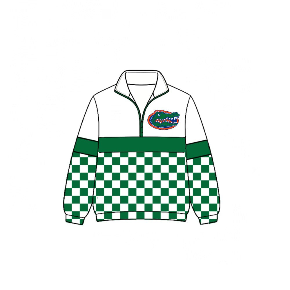 (Custom Design Preorder MOQ 5)  Teams Florida Plaid Print Kids & Adult Long Sleeve Zipper Pullover Jacket