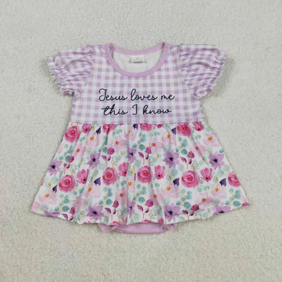 Sibling Baby Girls Flowers Checked Jesus Love Me Tunic Ruffle Pants Set Tunic Ruffle Rompers