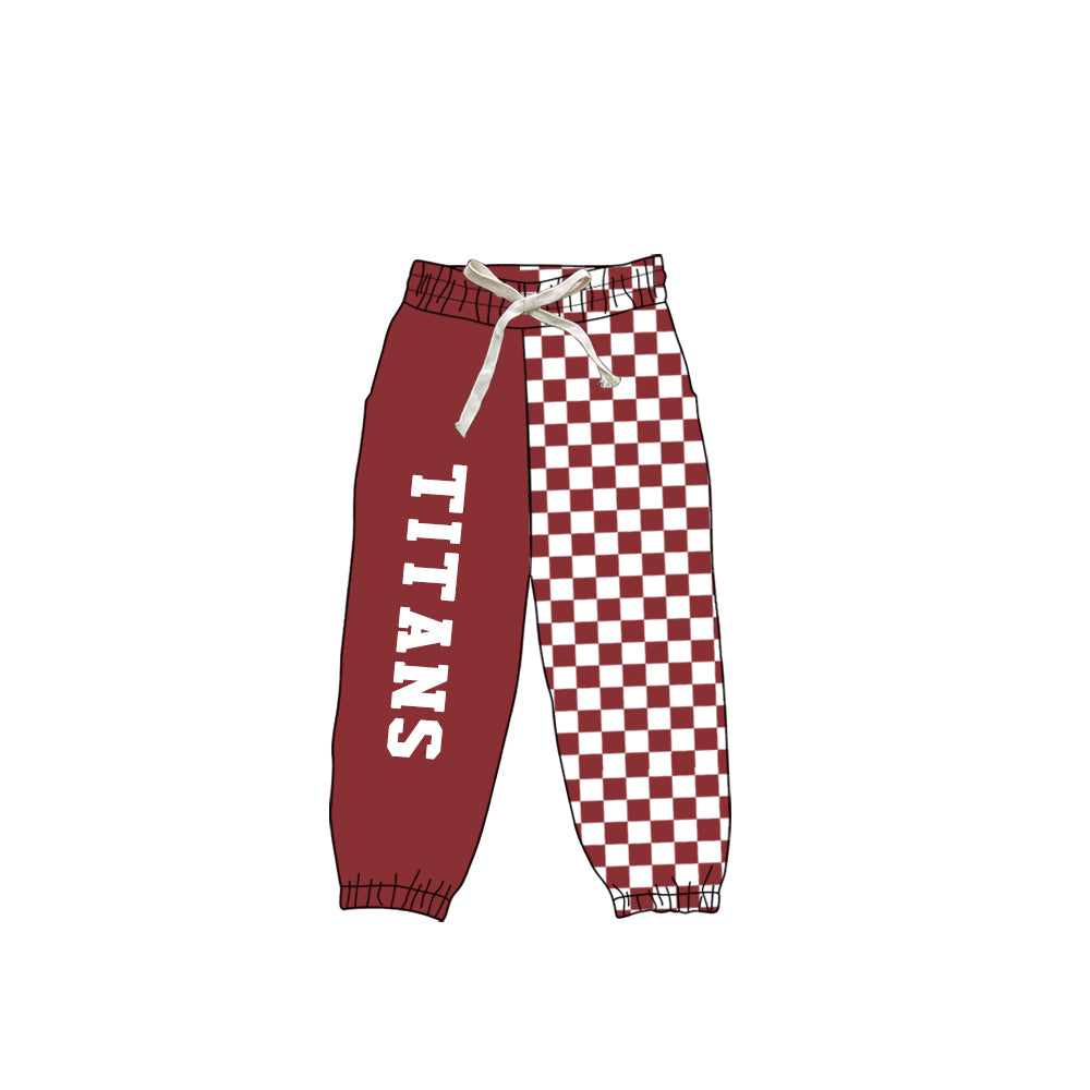 (Custom Design Preorder MOQ 5 Each) Teams Gibson Southern Titans Checkerd Kids & Adult Bottom Joggers Pants