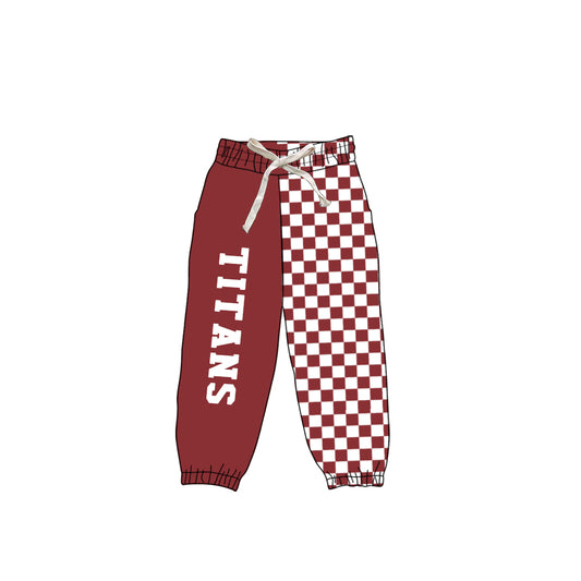(Custom Design Preorder MOQ 5 Each) Teams Gibson Southern Titans Checkerd Kids & Adult Bottom Joggers Pants