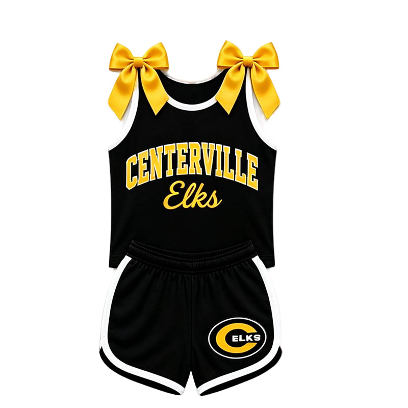 (Custom Design Preorder MOQ 5) Teams Centerville Elks Bows Vest Top Shorts Mommy and Me Summer Yoga Clothes Set