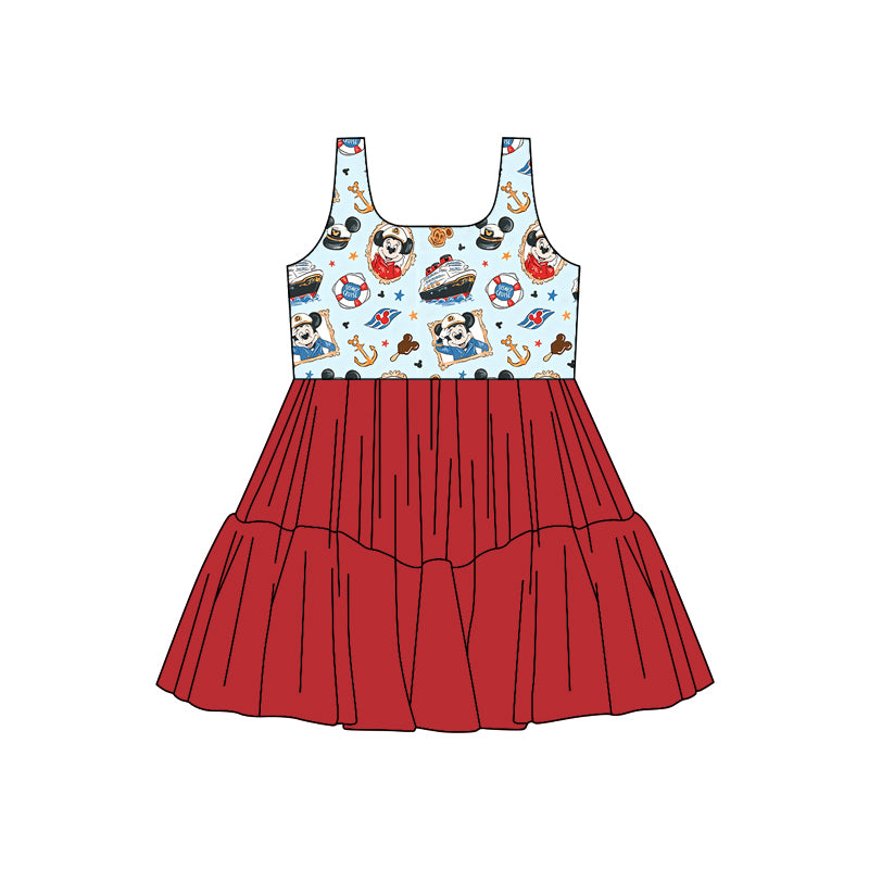 (Custom Design Preorder MOQ 5) Cartoon Mouse Girls Sleeveless Tulle Dress
